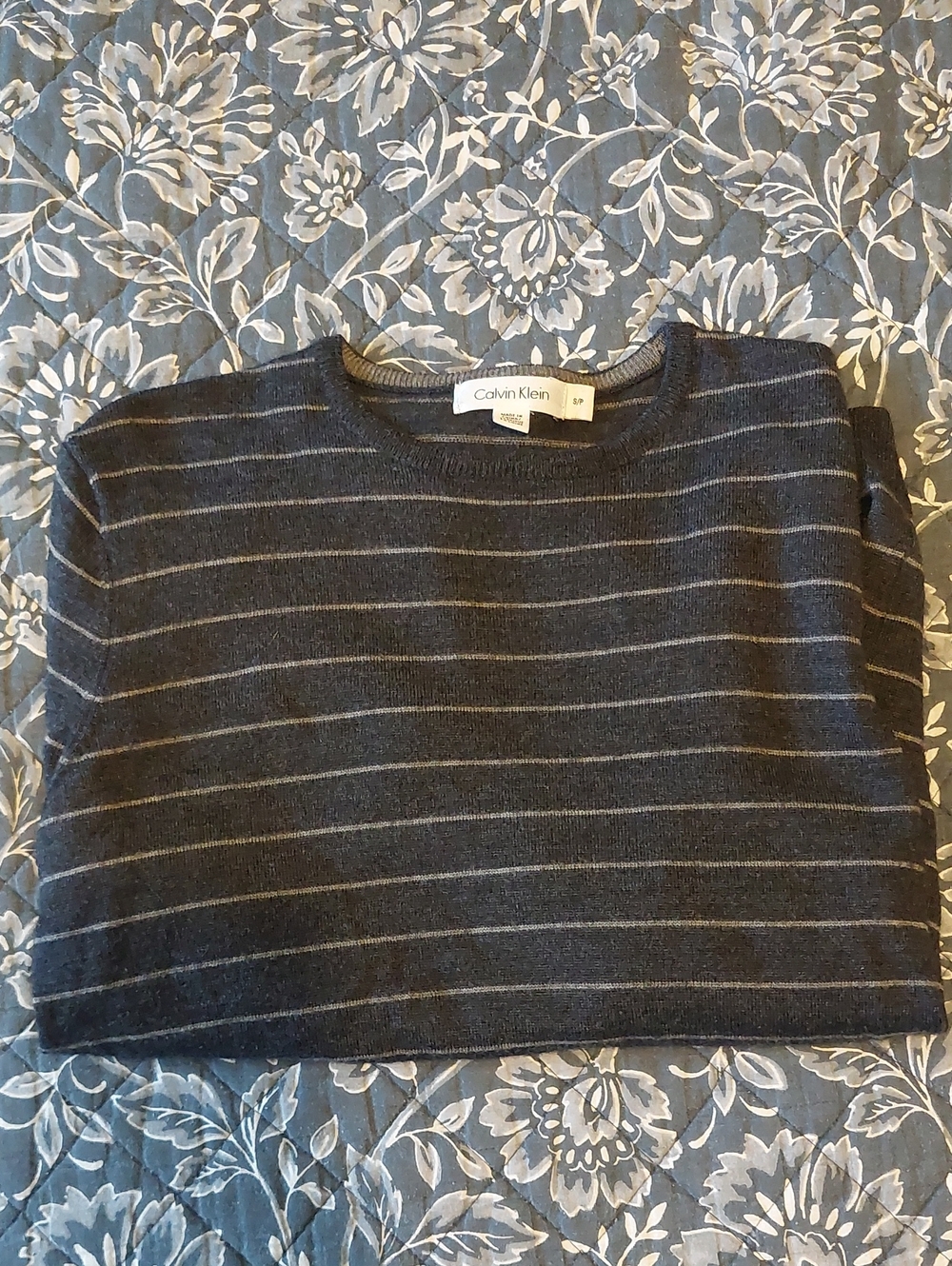Calvin Klein Merino Wool Longsleeve Striped Crewneck Sweater Shirt